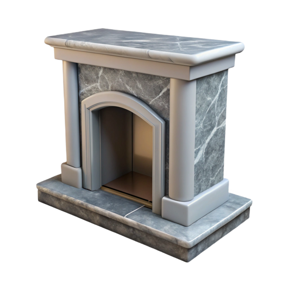 mesmerizing nostalgic coastal Marble fireplace mantelpiece, with Transparent Background sharp png