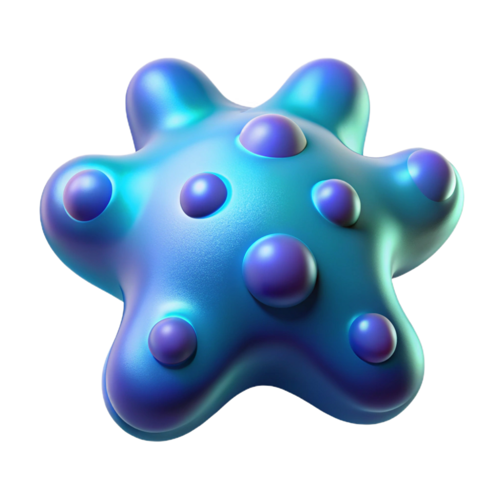 ethereal immaculate Hyper-specific, professional render, isolated cutout of a single, bioluminescent space amoeba, concept art style with Transparent Background exclusive png