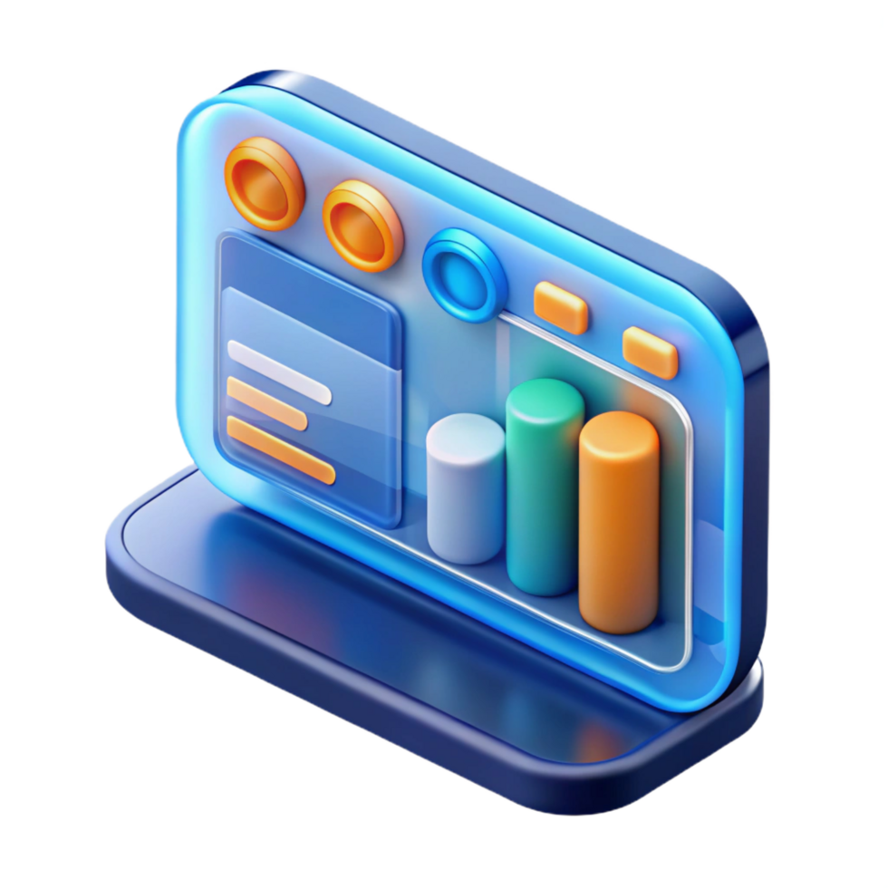 magnificent coveted Photorealistic, ultra-detailed, hyper-specific render of a single isolated cutout, transparent touchscreen display showing data visualization, with Transparent Background png
