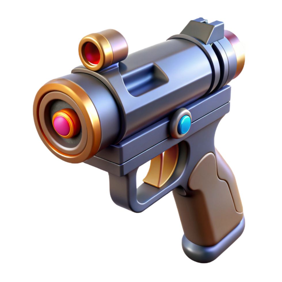 signature futuristic Laser pistol with targeting scope with Transparent Background premium png