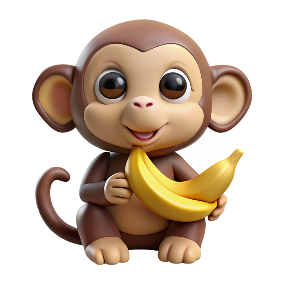 wonderful rustic Monkey eating banana with Transparent Background ultra HD png