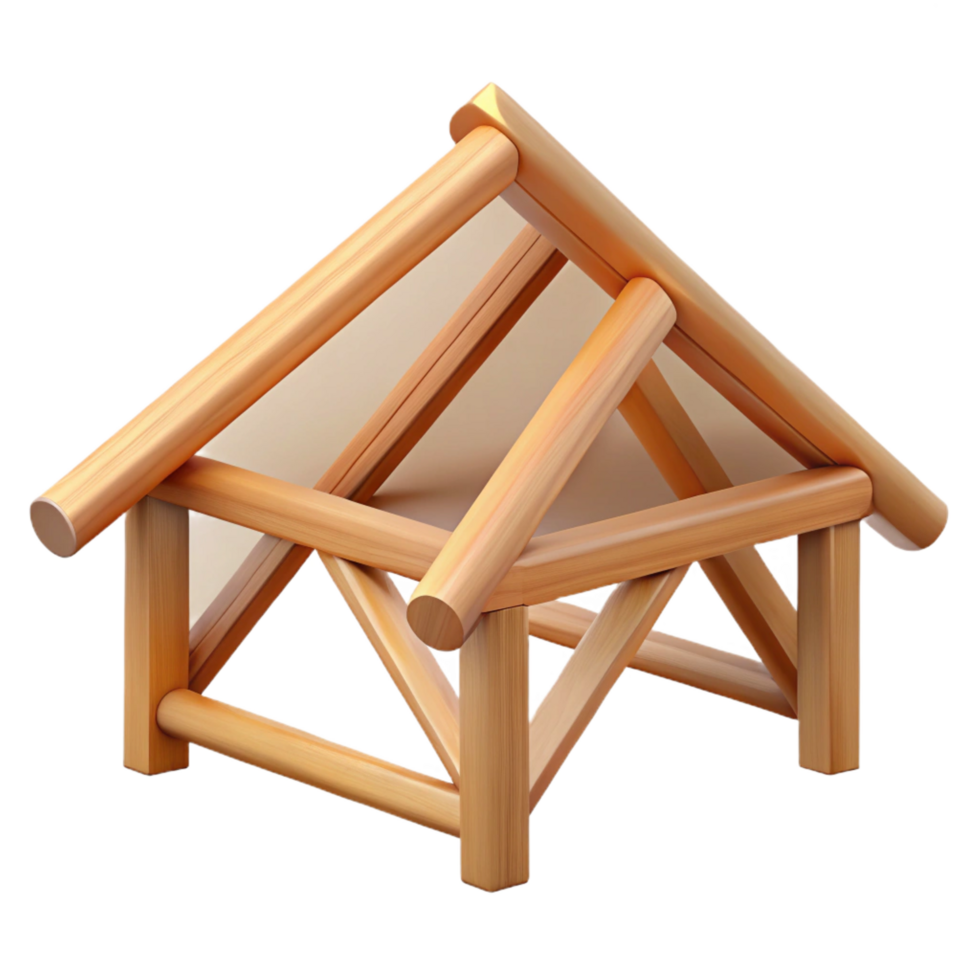 exemplary nordic Wooden roof truss element with Transparent Background impeccable png