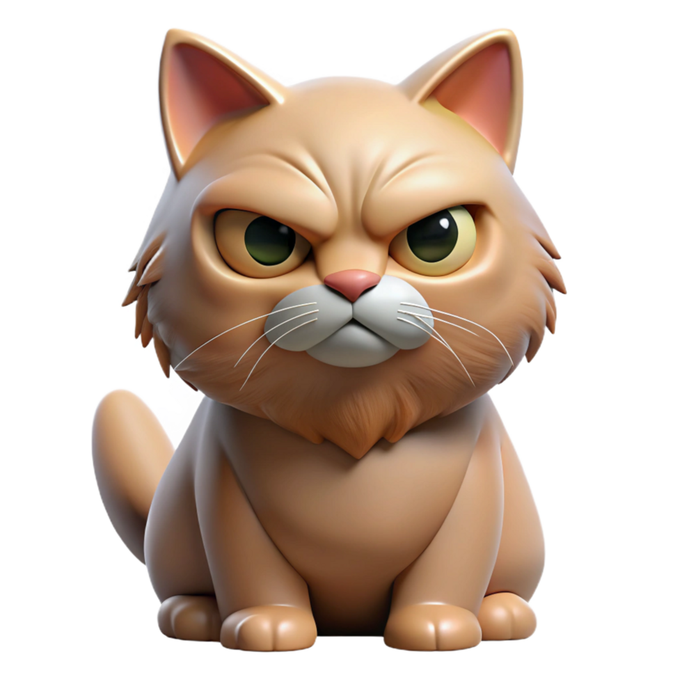 impressive dynamic vintage A grumpy Persian cat with flattened ears with Transparent Background precision png