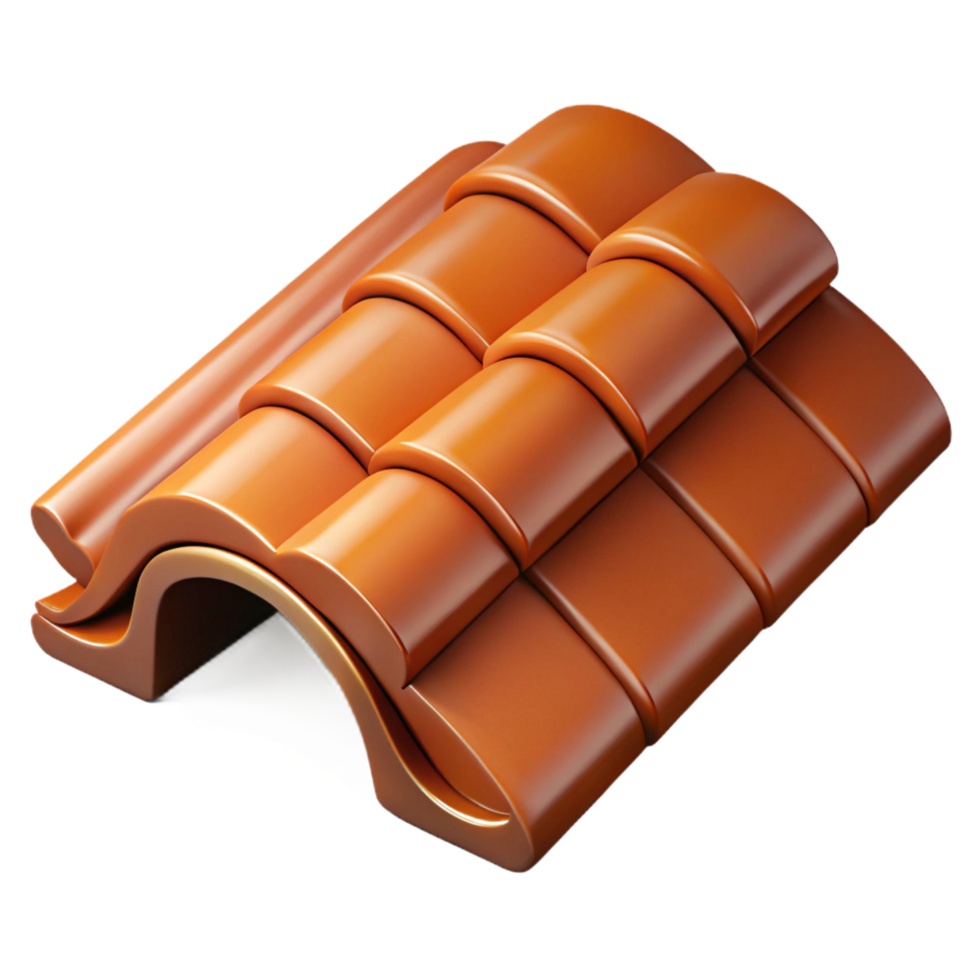 sought-after renaissance Terracotta roof tile, curved shape, with Transparent Background refined png