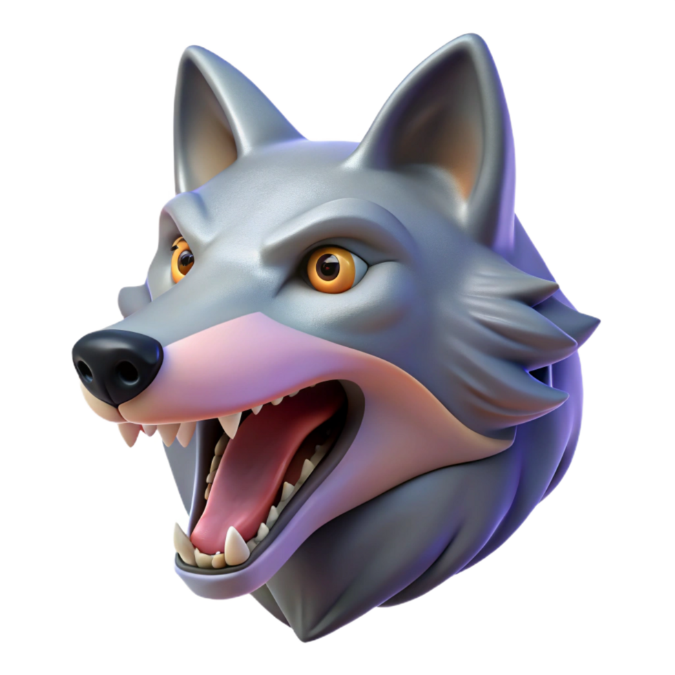 sumptuous energetic artistic A stylized wolf head howling, with Transparent Background flawless png