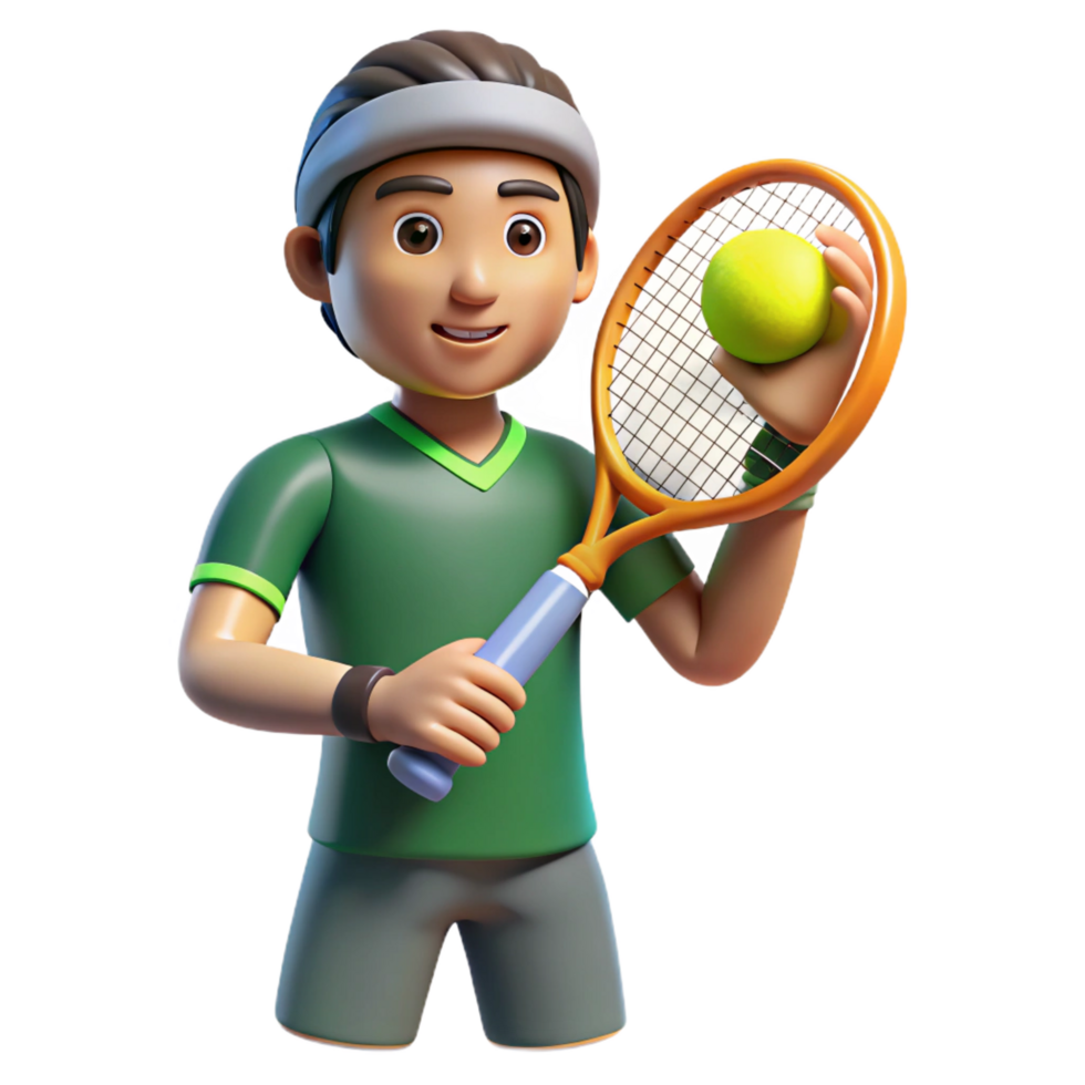 dramatic rustic Athlete holding a tennis racket, with Transparent Background studio quality png