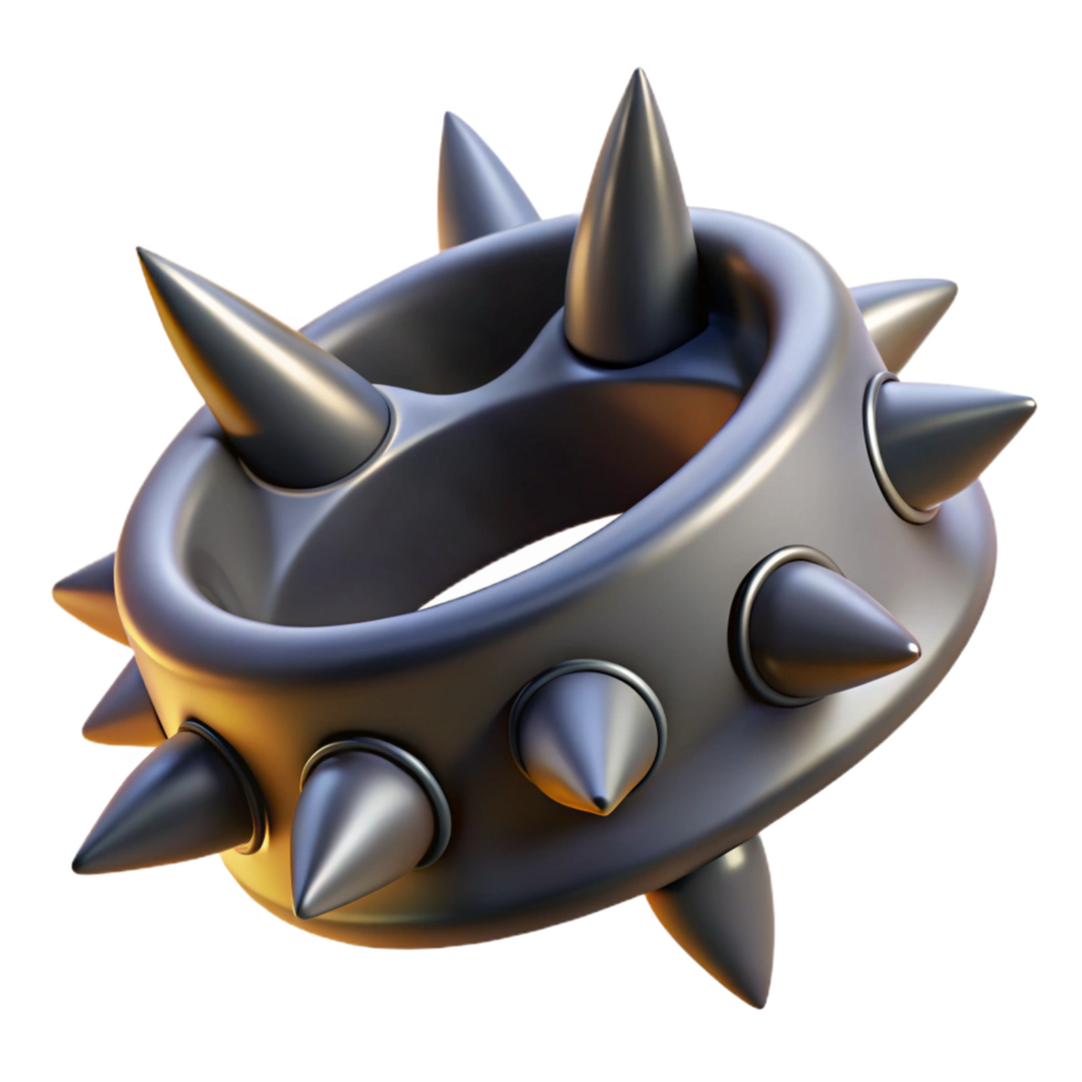 rare coastal Hyper-specific, photorealistic, isolated cutout of a single Cerberus collar, spiked iron with Transparent Background gallery standard png