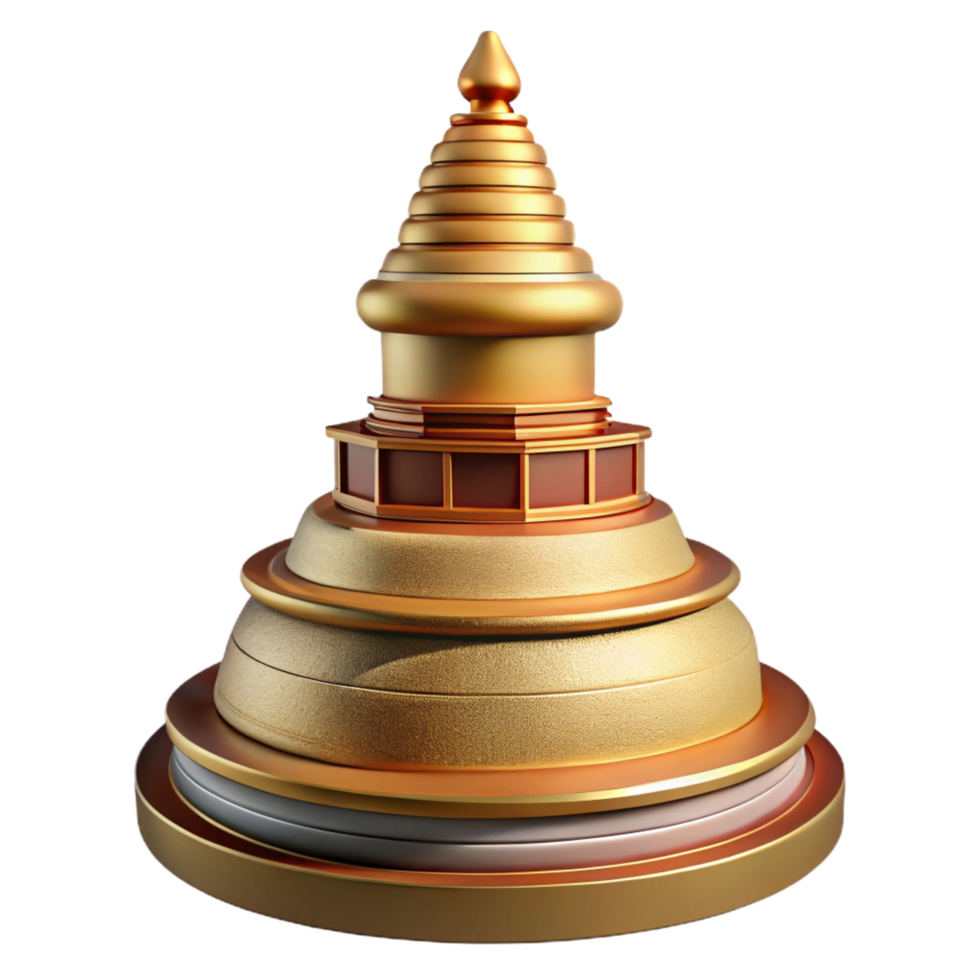 wonderful energetic rustic Stupa Buddhist monument architectural detail with Transparent Background high resolution png