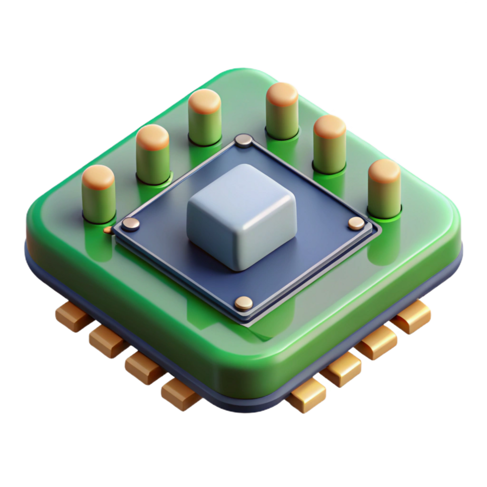exquisite rare Isolated cutout of a single circuit board, ultra-detailed, photorealistic, showing individual components, professional render with Transparent Background png