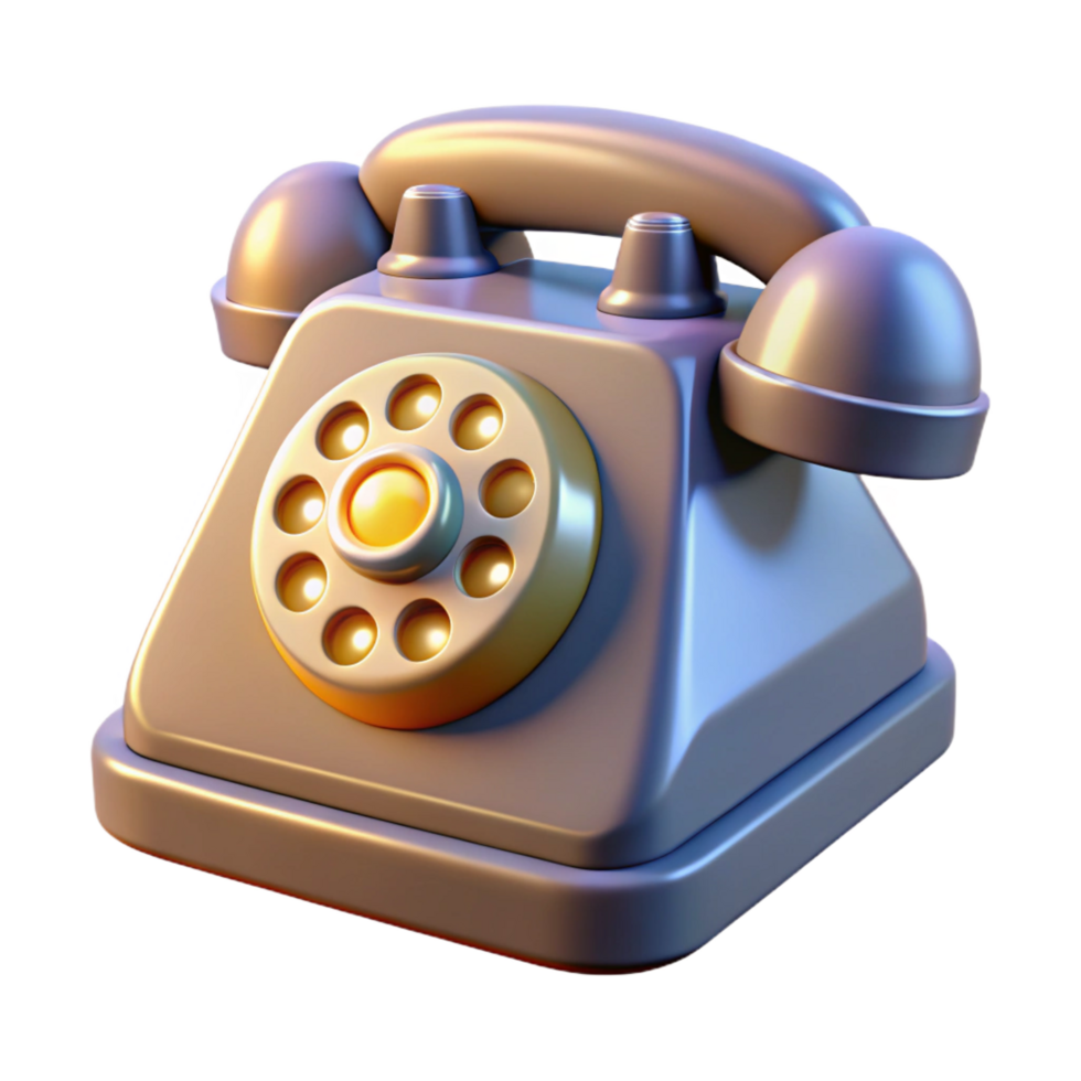 melancholic stunning Concept art style, isolated cutout of a retro-futuristic telephone with a rotary dial and illuminated buttons with Transparent Background exclusive png