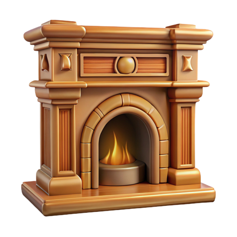 spectacular futuristic Georgian fireplace mantel, carved wood, with Transparent Background precision png