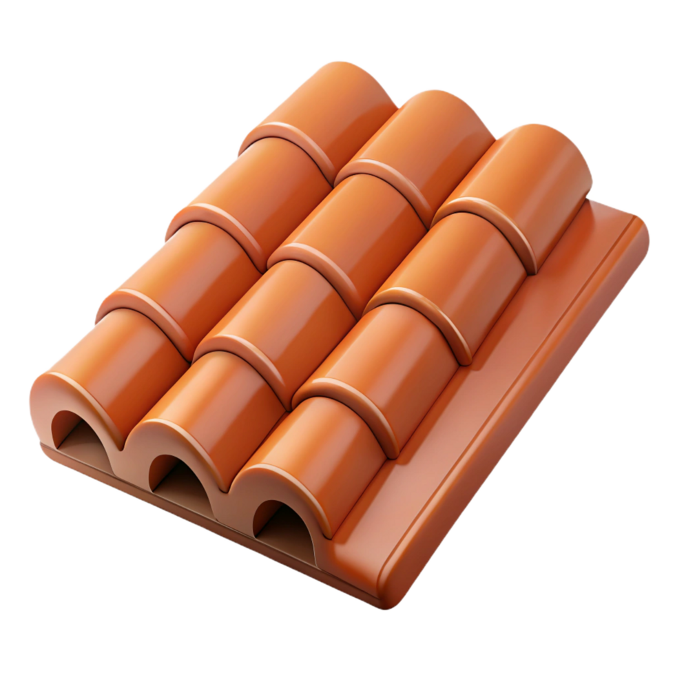sought-after mid-century Photorealistic, isolated cutout of a single, clay roof tile with Transparent Background flawless png