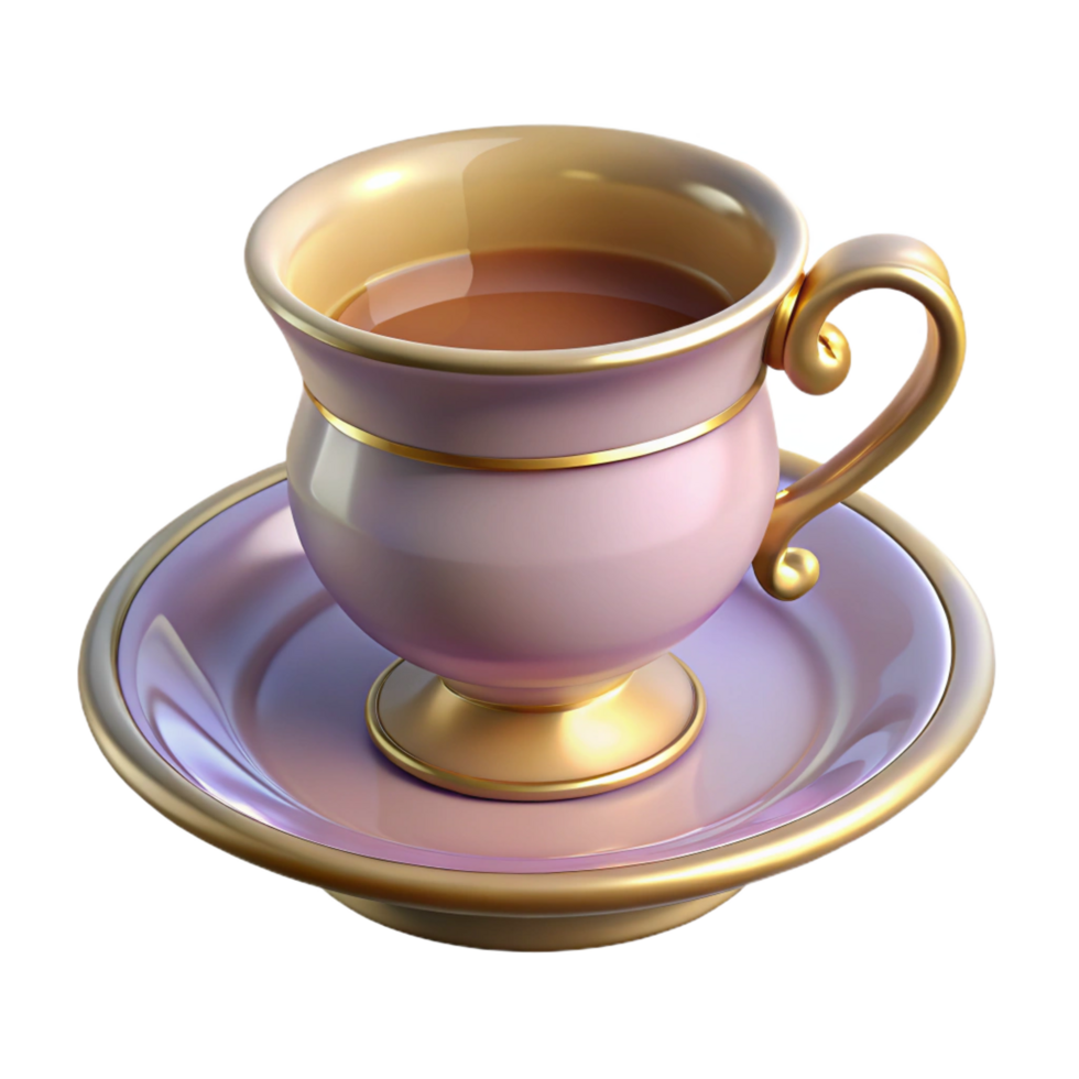 inspired renaissance Ultra-detailed, photorealistic, professional render, isolated cutout of a vintage teacup and saucer with Transparent Background ultra HD png