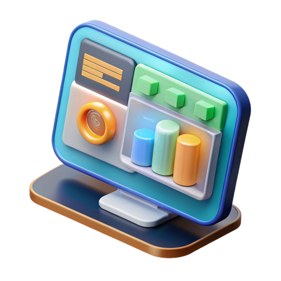 splendid rustic Photorealistic, ultra-detailed, hyper-specific render of a single isolated cutout, transparent touchscreen display showing data visualization, with Transparent Background flawless png