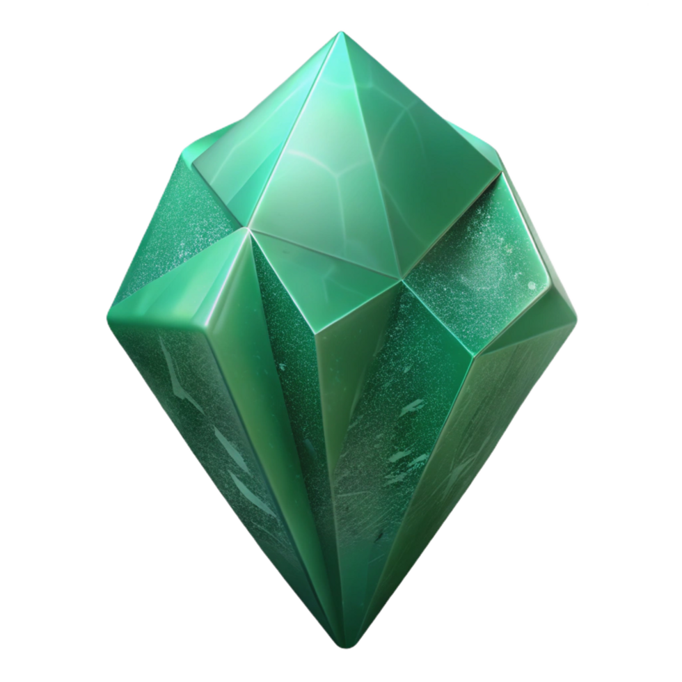 impressive romantic bohemian Concept art style, isolated cutout of a single, raw emerald crystal with rough edges and natural inclusions with Transparent Background authentic png