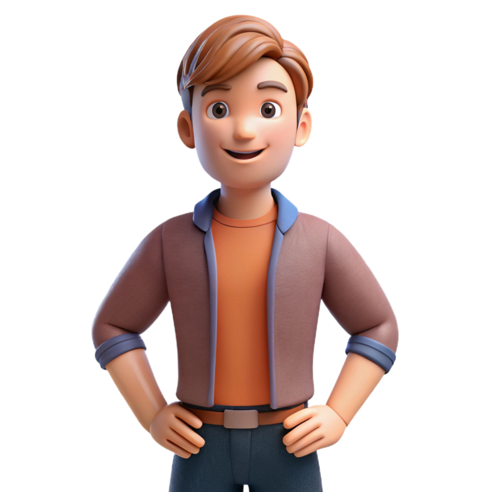 impressive playful minimalist Confident young man in casual wear with Transparent Background high quality png
