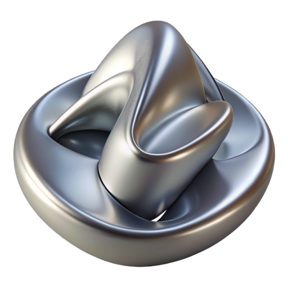 remarkable abstract Ultra-detailed, professional render, isolated cutout of a single, abstract, metallic sculpture, polished surface with Transparent Background luxury png
