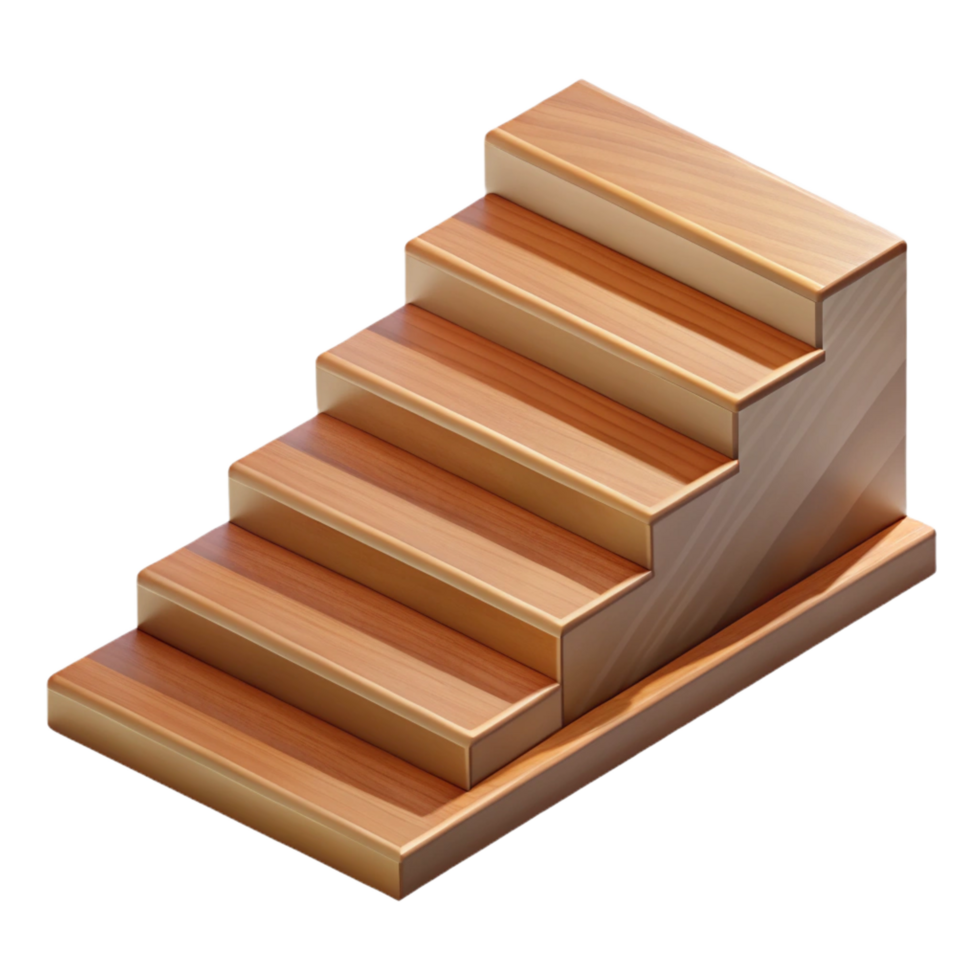 rare futuristic Stair tread, hardwood material, with Transparent Background refined png