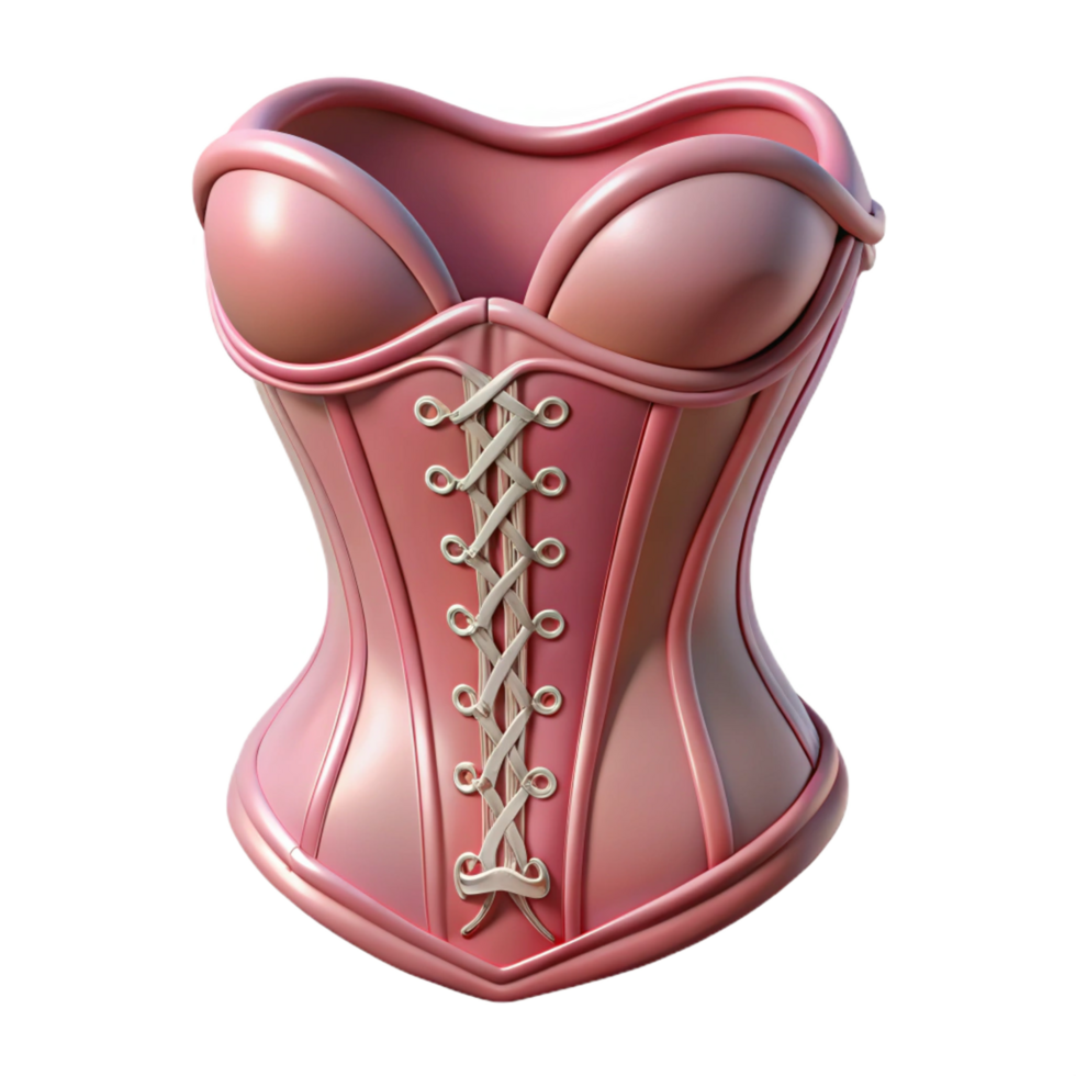 joyful stunning Isolated cutout, hyper-specific, concept art style of an Art Nouveau corset, intricate lace detailing, boning structure visible with Transparent Background artisan png