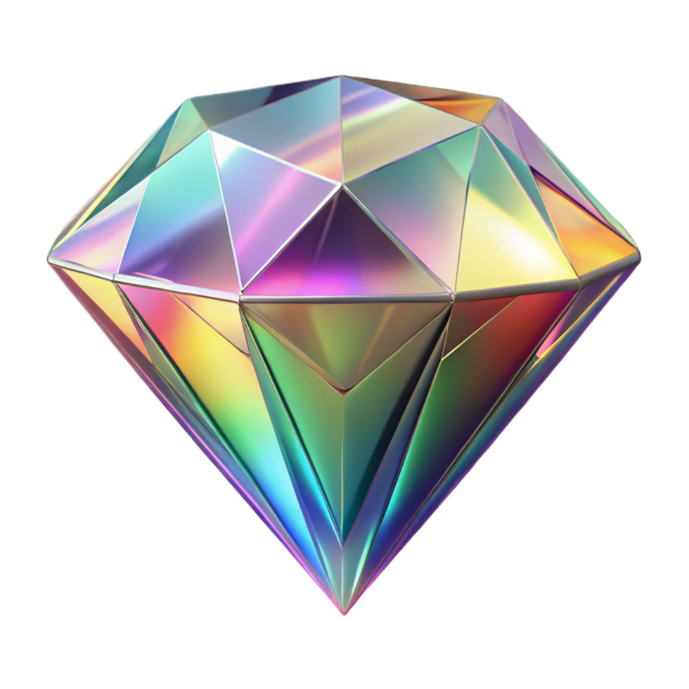 distinguished victorian A floating, faceted diamond with rainbow refractions, with Transparent Background expertly shot png