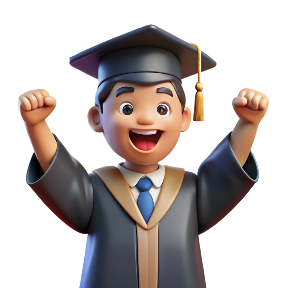 mesmerizing energetic victorian Excited graduate in a cap and gown, with Transparent Background genuine png