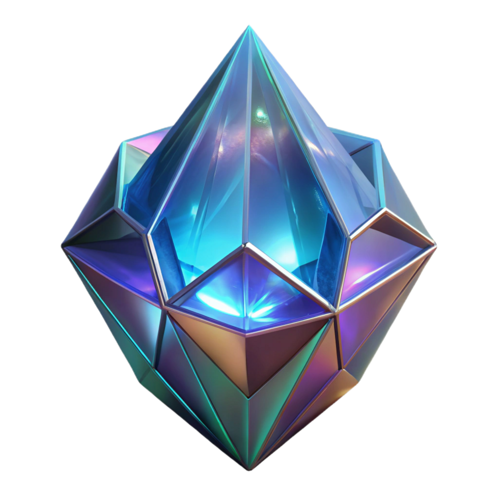 impressive renaissance Alien crystal, glowing core, intricate facets with Transparent Background 8K png