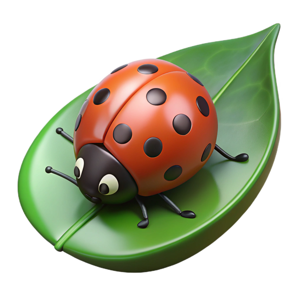 rare futuristic Single ladybug on a green leaf with Transparent Background This one slightly bends the rules but is a VERY common search studio quality png