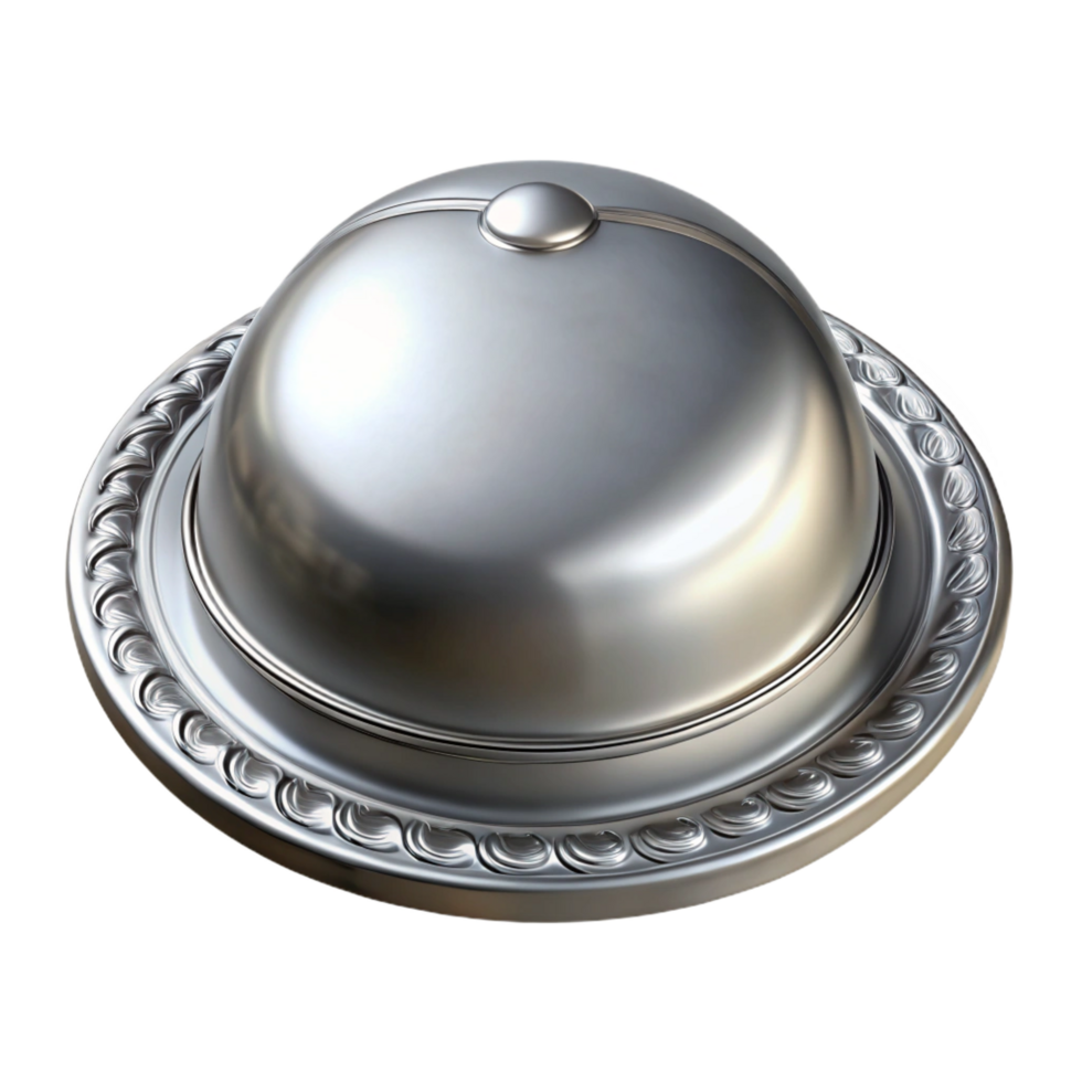 rare retro Ultra-detailed, photorealistic isolated cutout of a vintage silver platter with Transparent Background high quality png