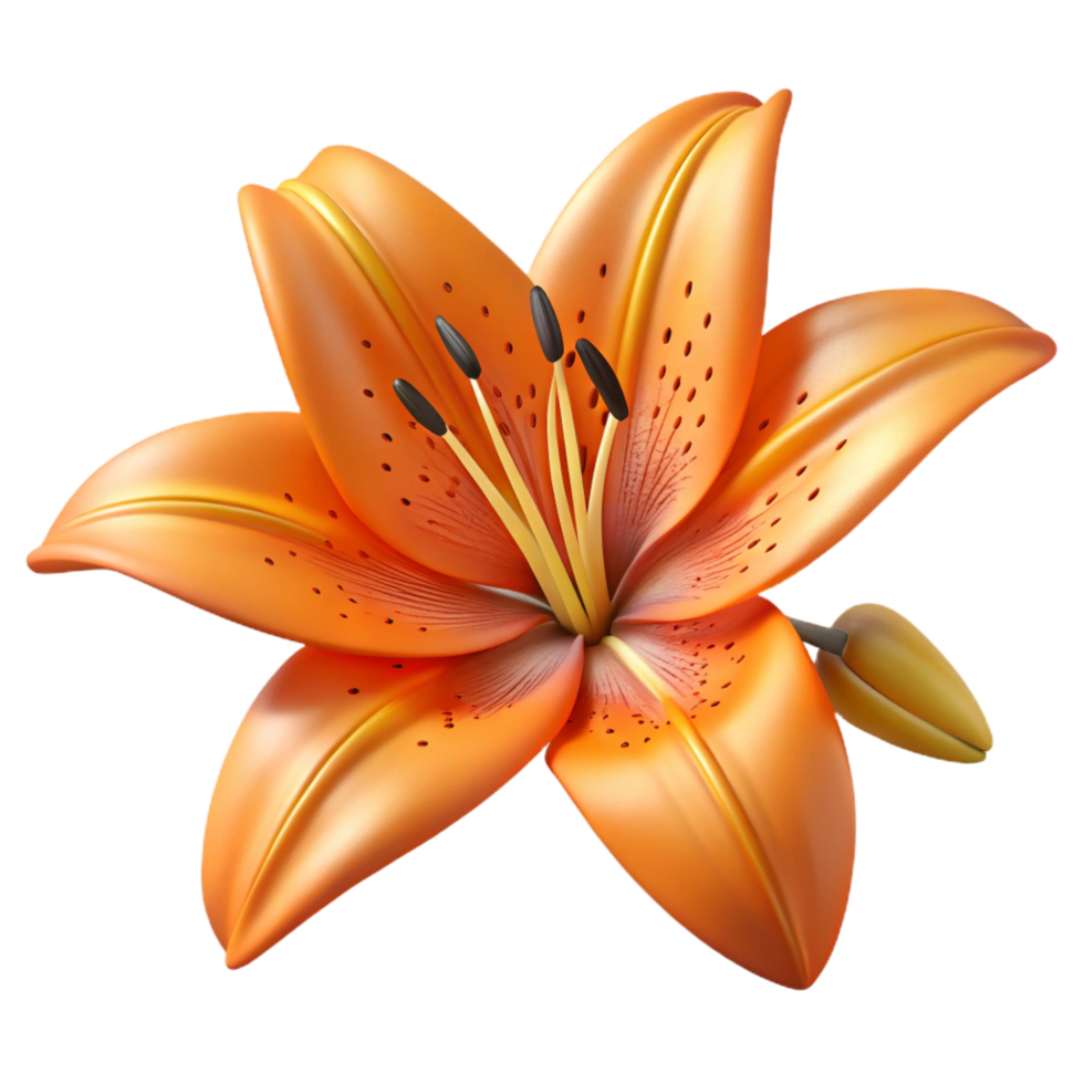 passionate impressive Tiger lily flower full bloom with Transparent Background masterfully captured png