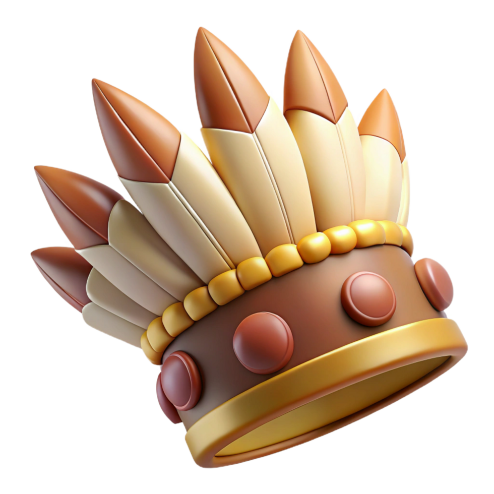 majestic tropical Concept art style, isolated cutout of a tribal chieftain's ceremonial crown adorned with feathers and shells with Transparent Background 4K png