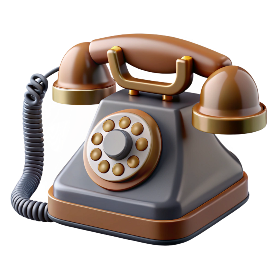 whimsical wonderful Photorealistic, isolated cutout Ultra-detailed professional render of a vintage, Bakelite telephone with rotary dial and coiled cord with Transparent Background perfect clarity png