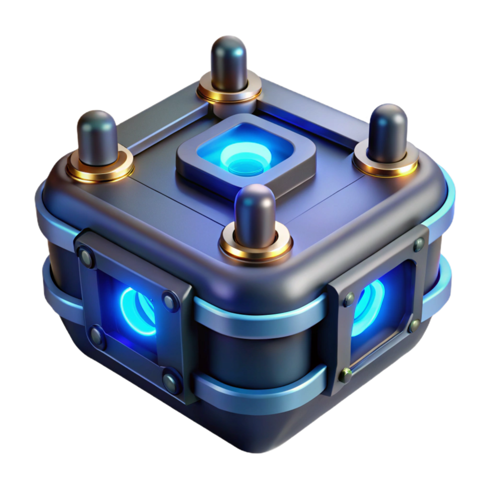 splendid rustic Photorealistic professional render of a single, advanced hacking tool with glowing LED indicators with Transparent Background exclusive png