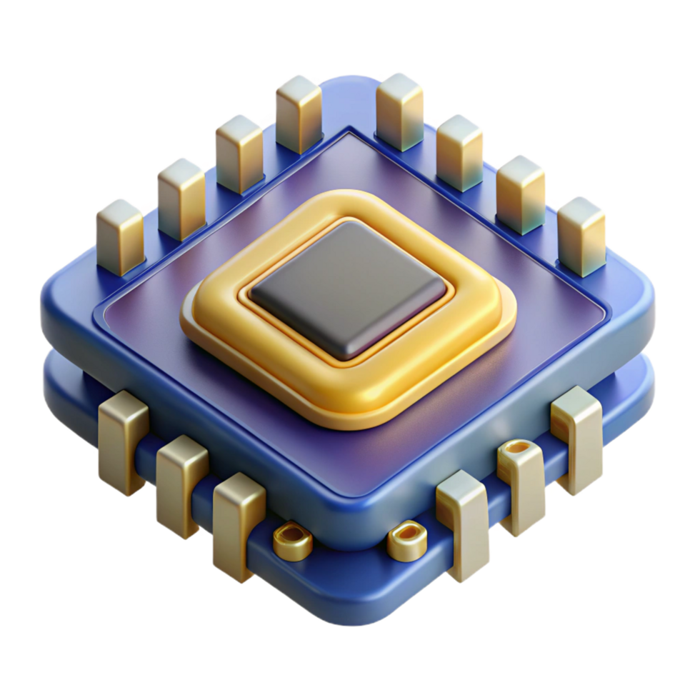spectacular exceptional Isolated cutout, concept art style, single quantum computer processor, intricate details, professional render, with Transparent Background png