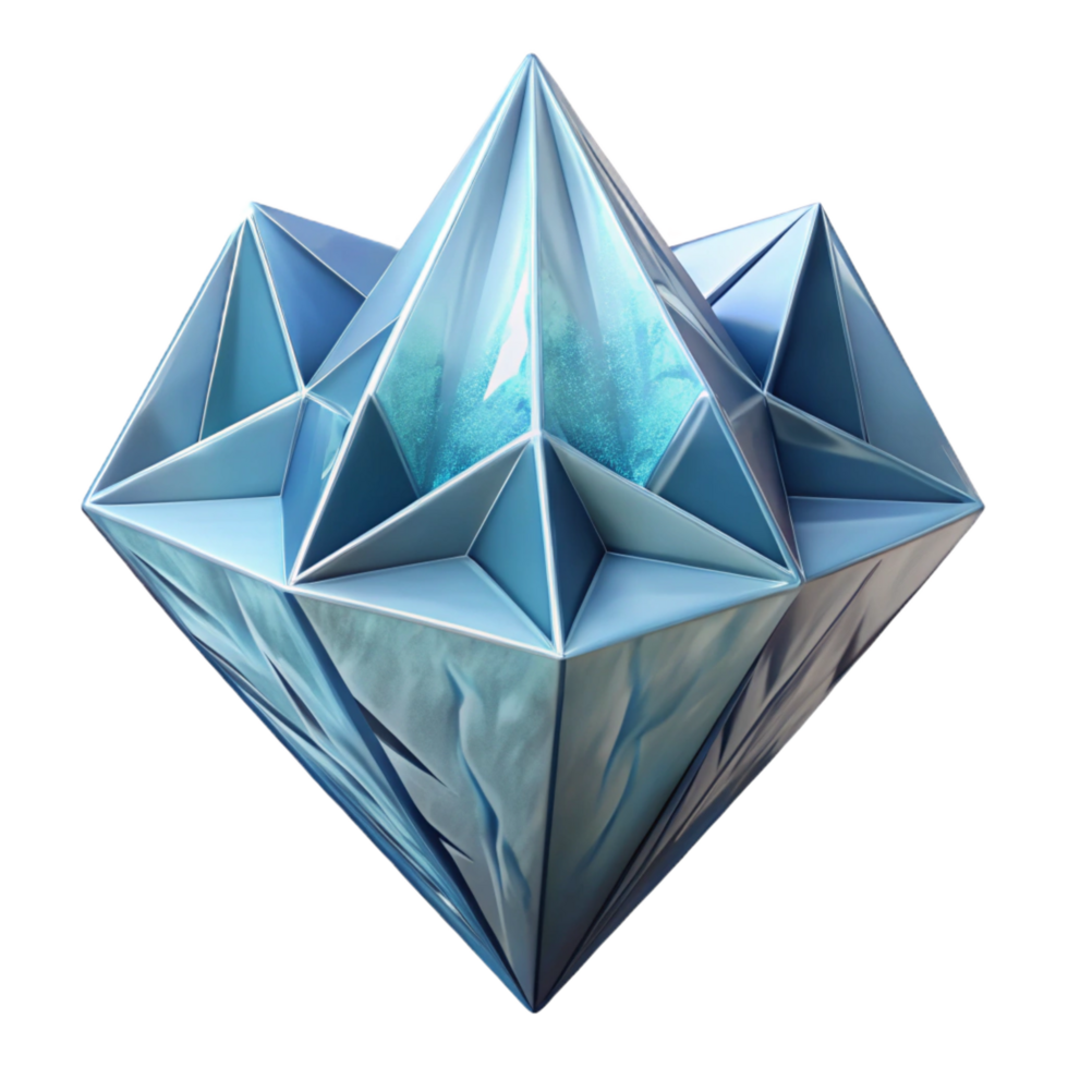 breathtaking rustic Ultra-detailed, photorealistic isolated cutout of a single, levitating, ice crystal with intricate fractal patterns with Transparent Background high quality png