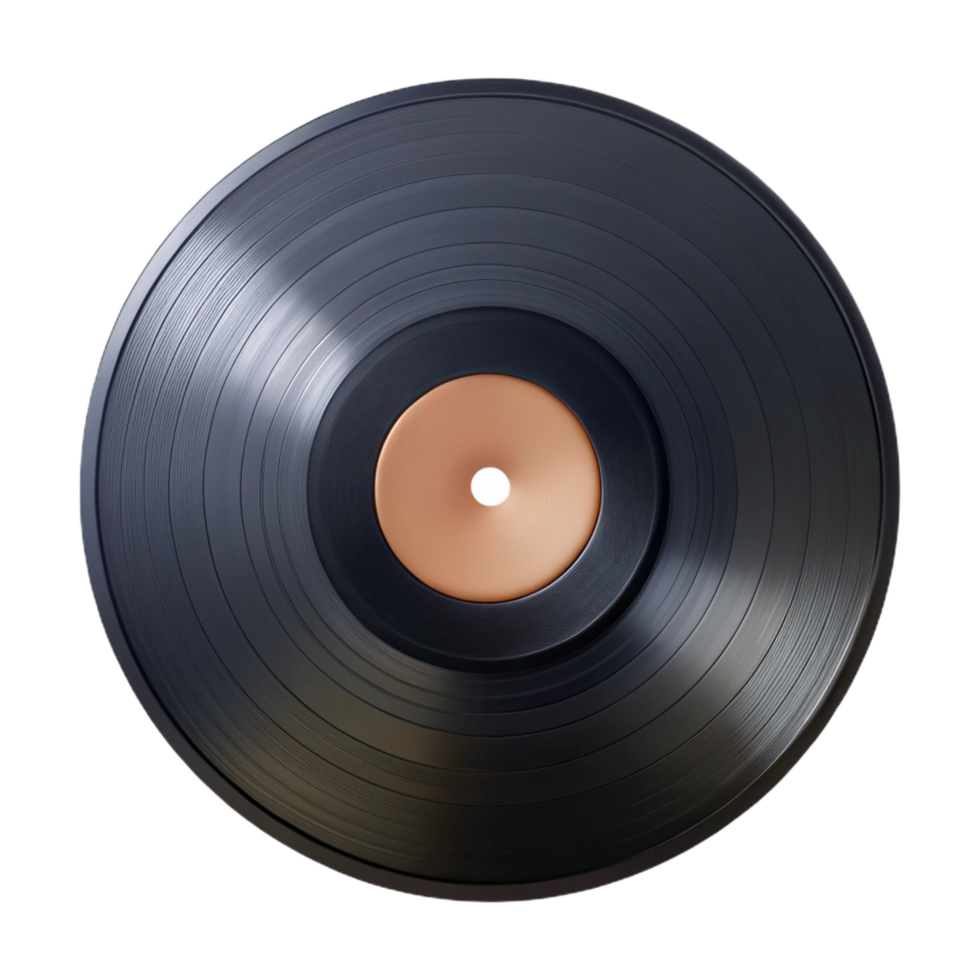 picturesque romantic renaissance Ultra-detailed, concept art style render of a single black vinyl record, isolated cutout with Transparent Background artisan png
