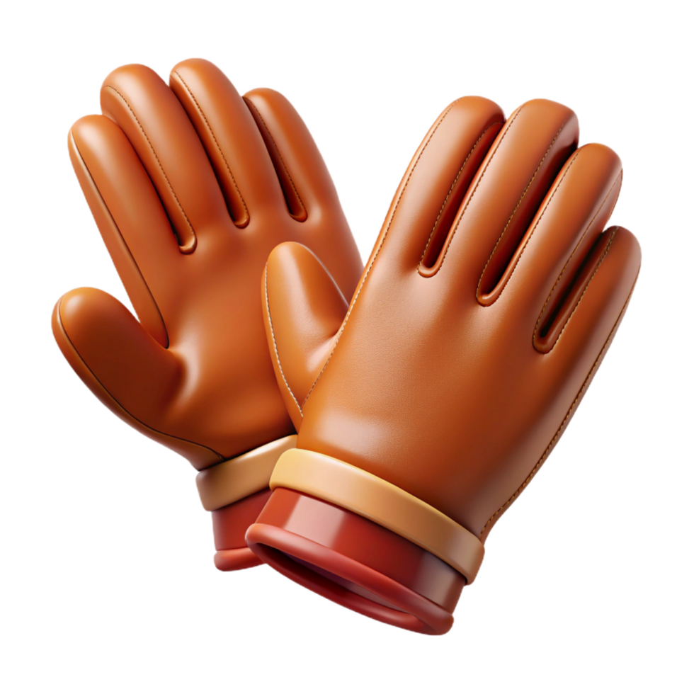 nostalgic pristine Photorealistic, ultra-detailed isolated cutout of a vintage leather gloves with Transparent Background masterfully captured png