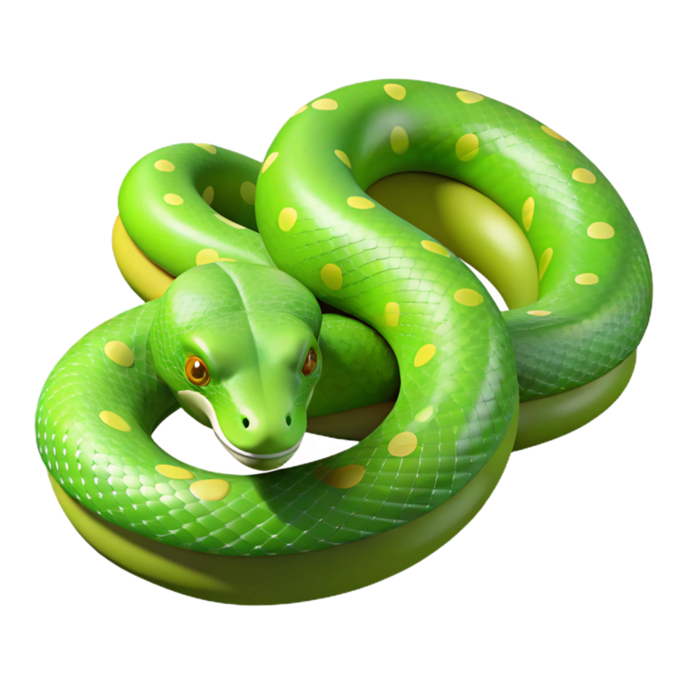 dreamy striking A slithering green tree python, with Transparent Background high resolution png