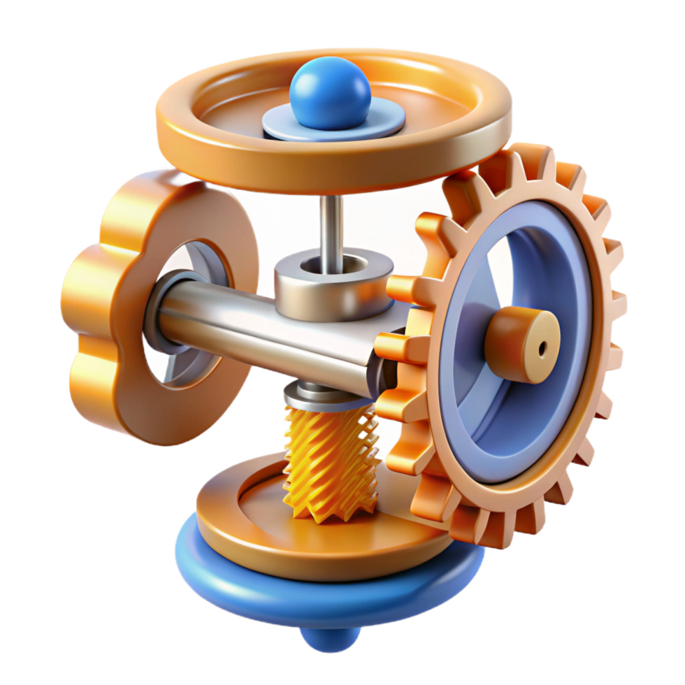 exemplary renaissance Hyper-specific professional render of an isolated, floating, intricate clockwork mechanism with gears and springs Isolated cutout with Transparent Background sharp png