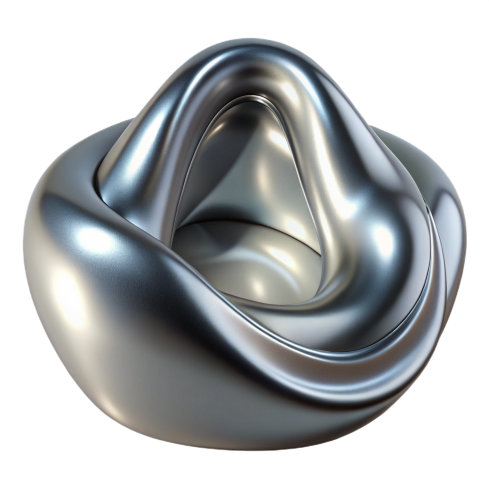 spectacular unparalleled Ultra-detailed, professional render, isolated cutout of a single, abstract, metallic sculpture, polished surface with Transparent Background png