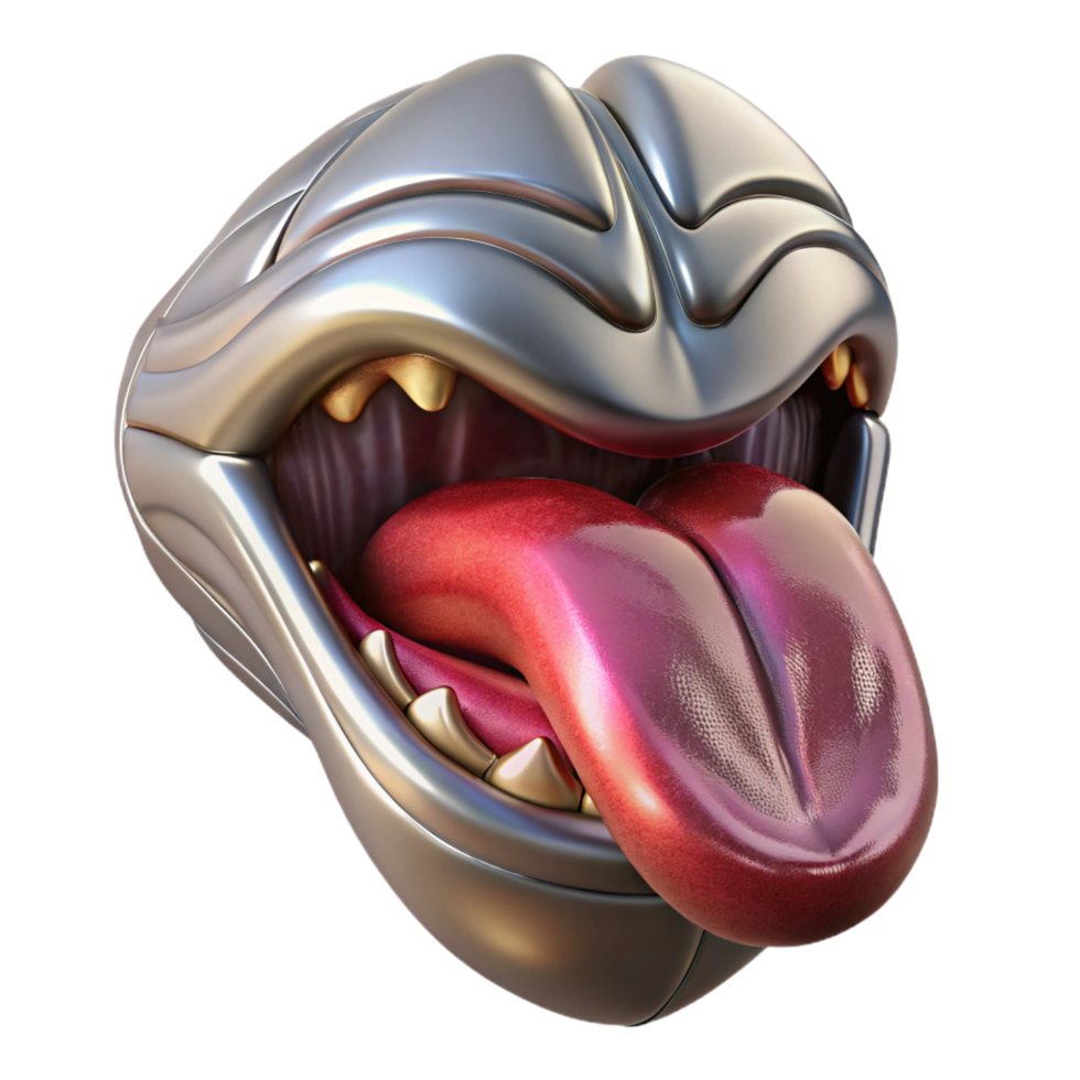sumptuous unparalleled Concept art style biomechanical tongue, taste buds enhanced, metallic surface, intricate musculature, isolated cutout with Transparent Background png