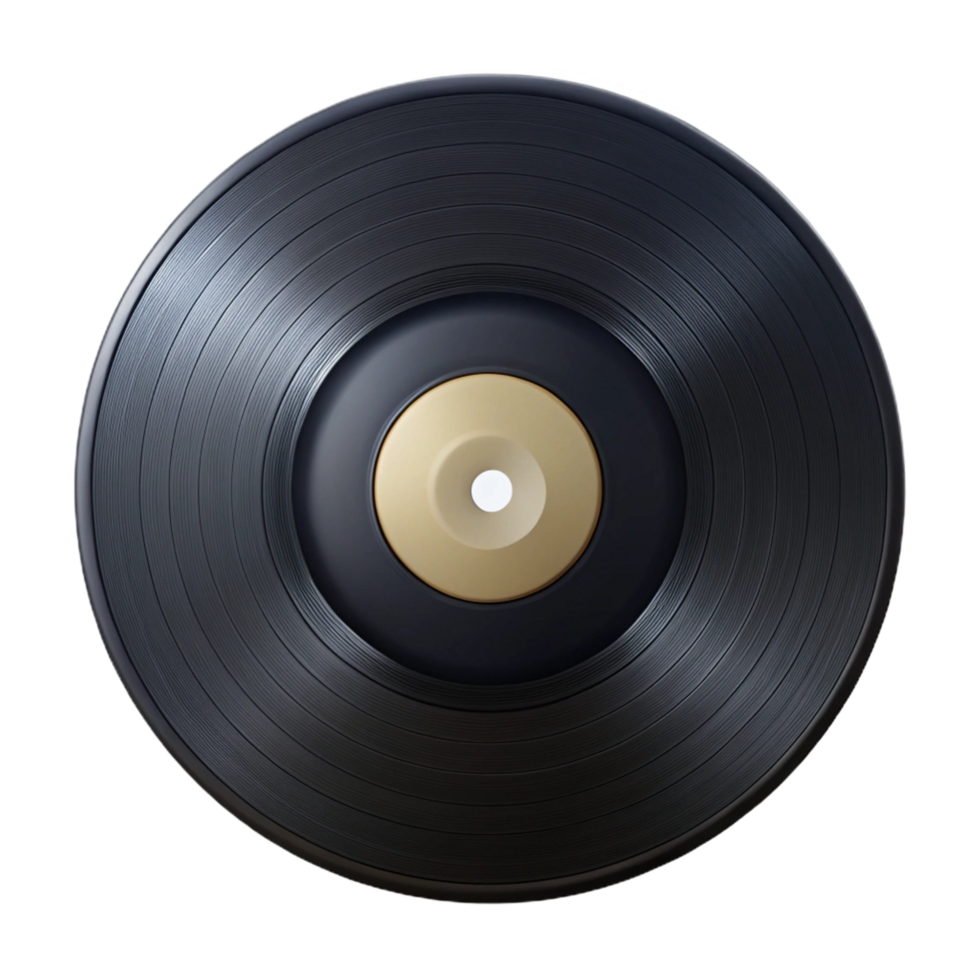 dazzling romantic avant-garde Ultra-detailed, concept art style render of a single black vinyl record, isolated cutout with Transparent Background 4K png
