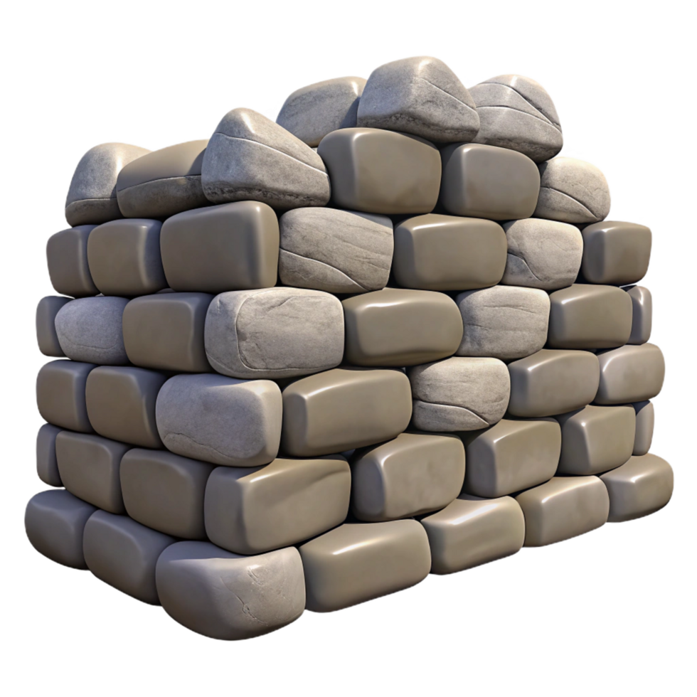 peaceful pristine Stone wall, stacked dry stone, with Transparent Background professional png