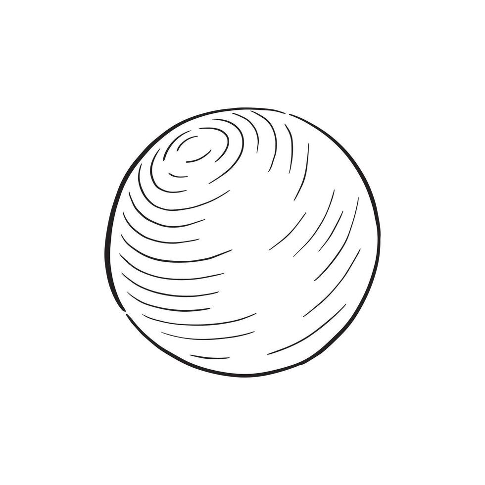 A yoga ball illustration in black and white sketch doodle style. Drawn by hand. vector