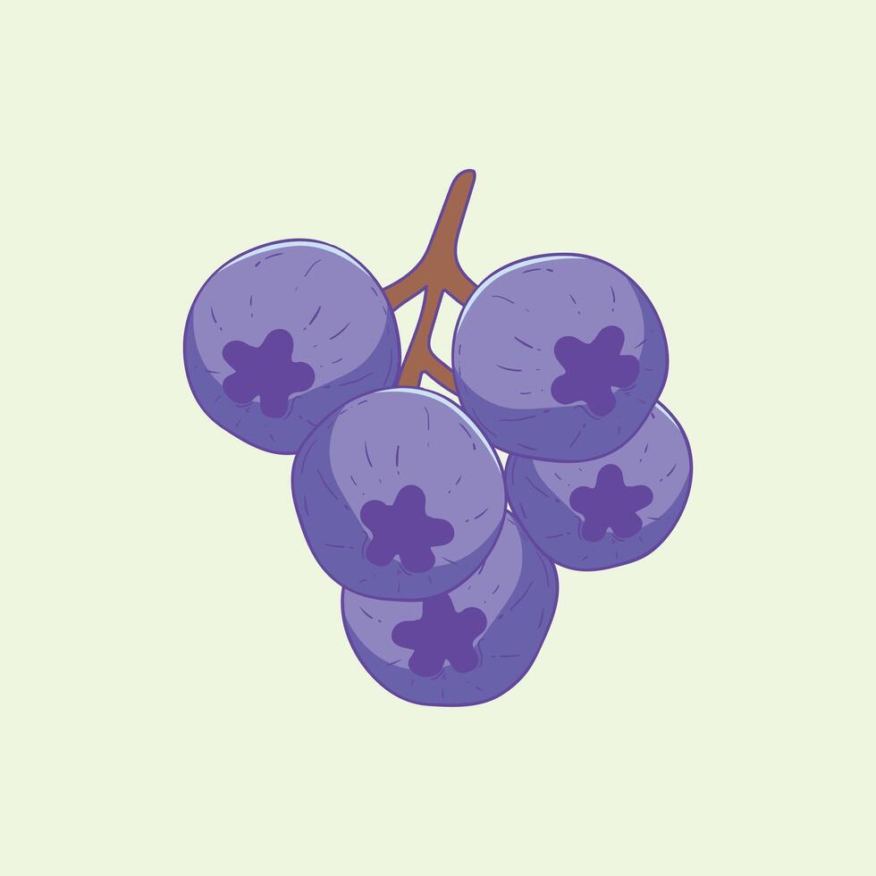 Bilberry Fruit Flat Design Cartoon illustration vector