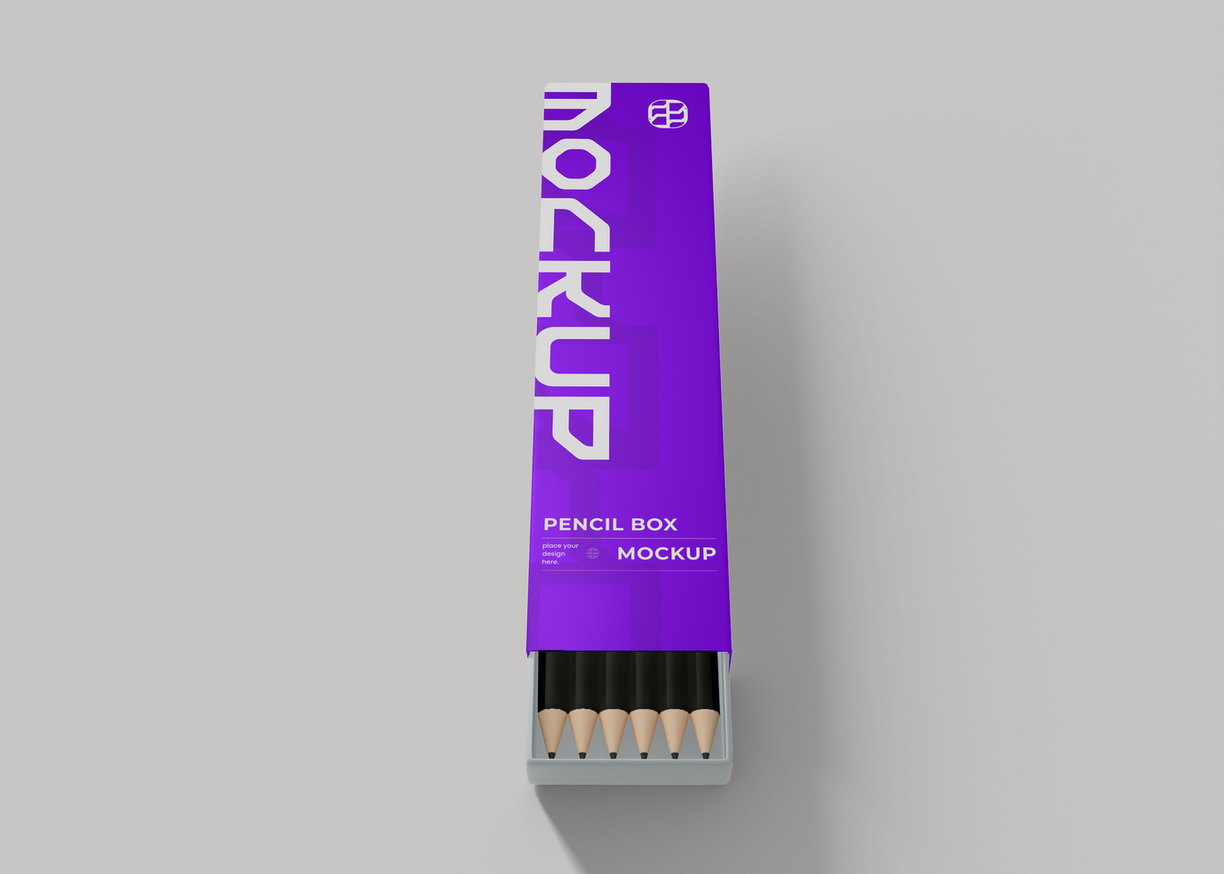 Pencil Pack Mockup with Box and Label for Product Branding psd