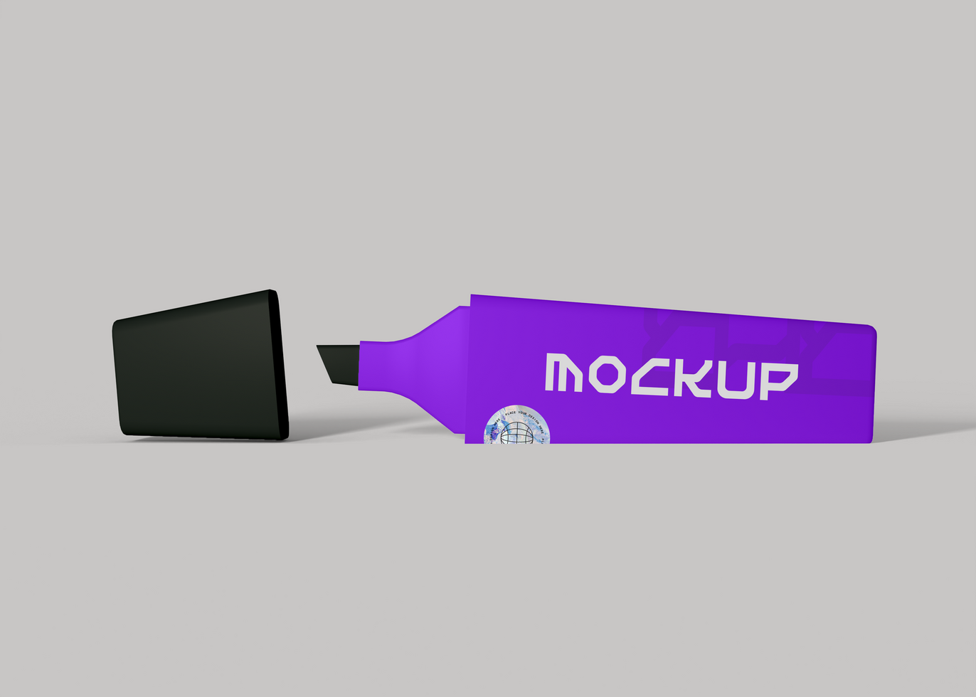 stationery Highlighter Office Marker Cap Mockup for Branding psd