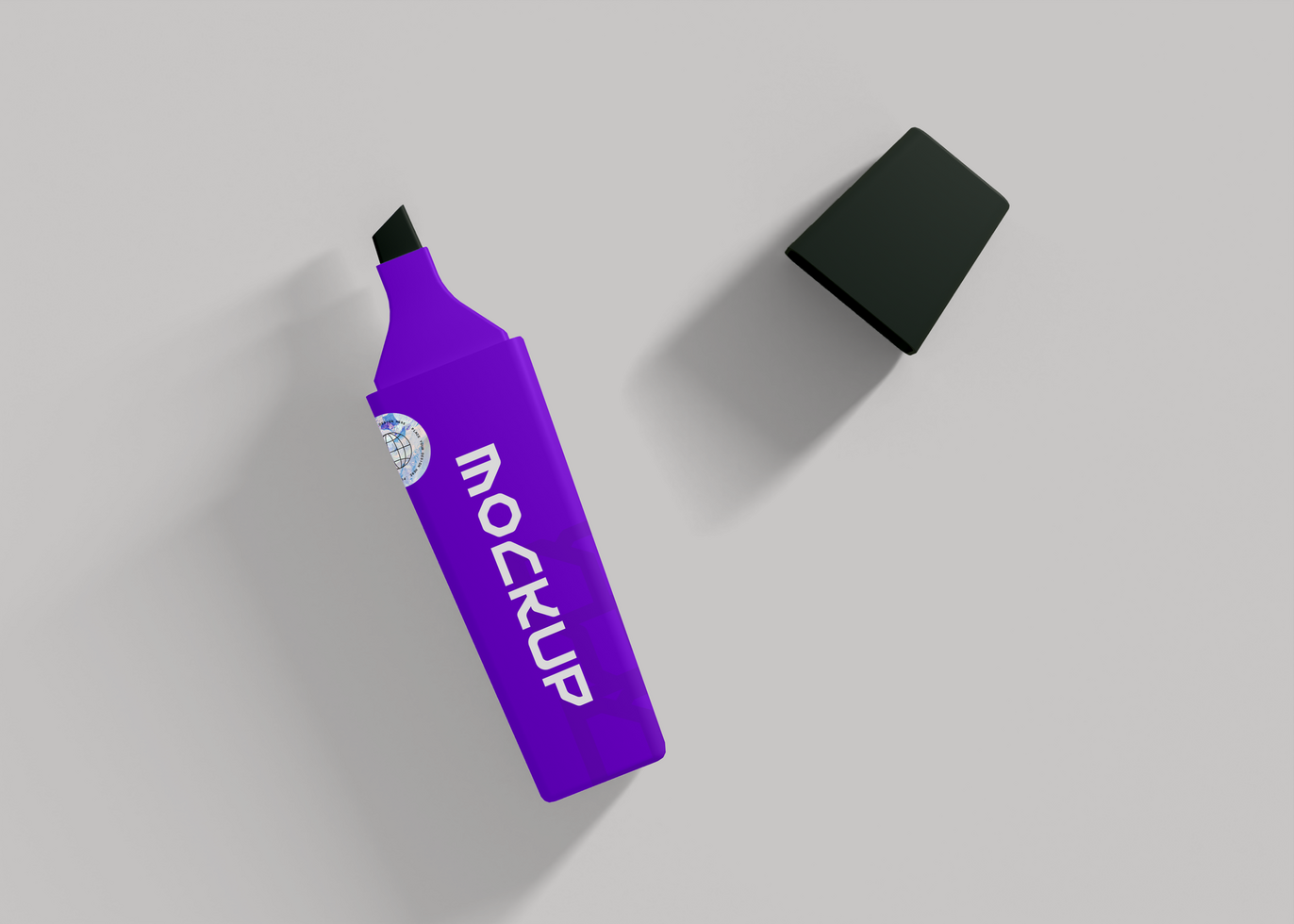 Highlighter Marker Mockup for Stationery Brand Logo Presentation psd