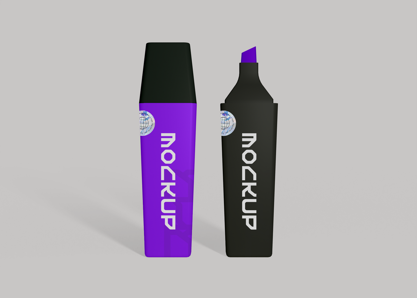 Highlighter Marker with Paper Mockup for Brand Stationery Scenes psd