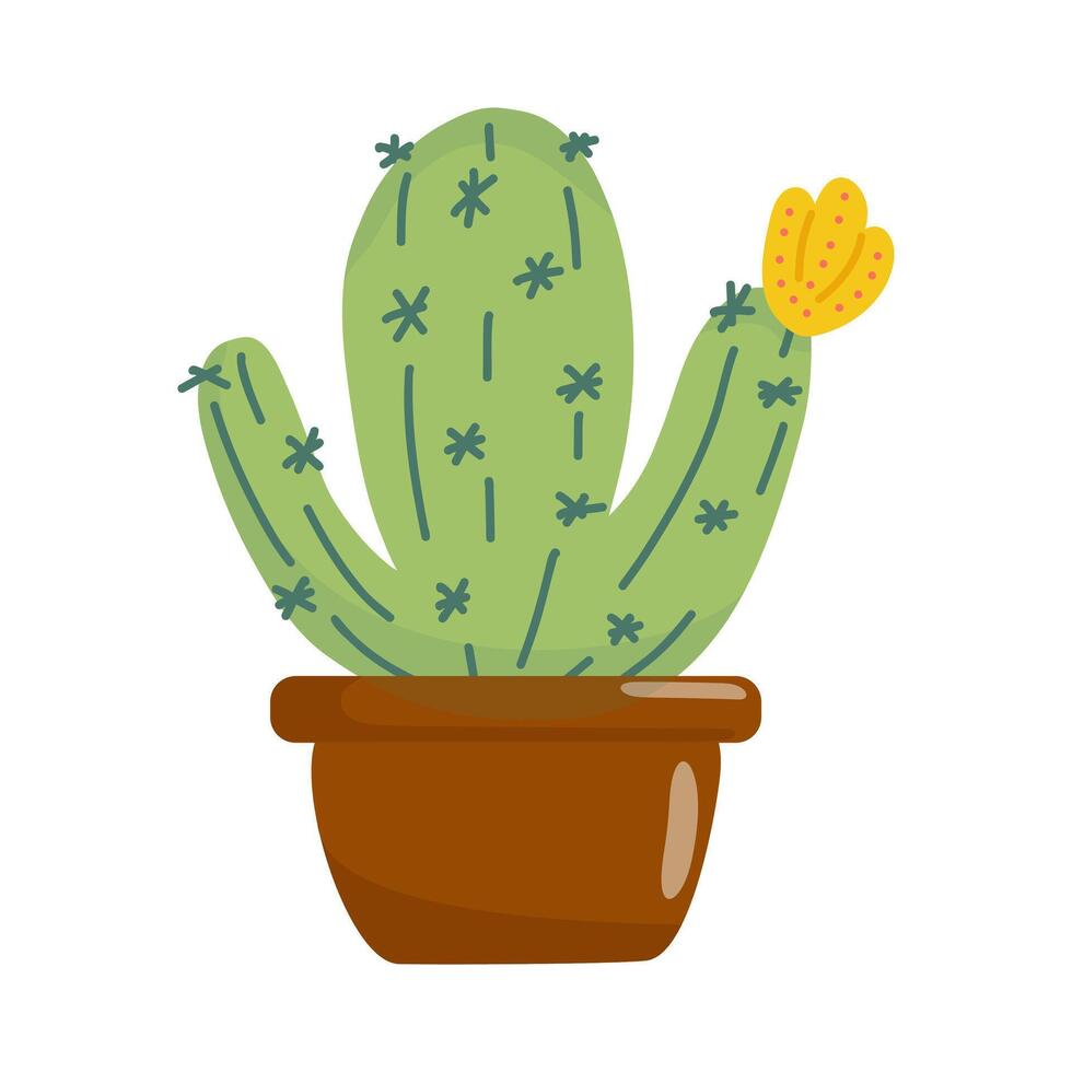 Cute hand-drawn potted cacti vector