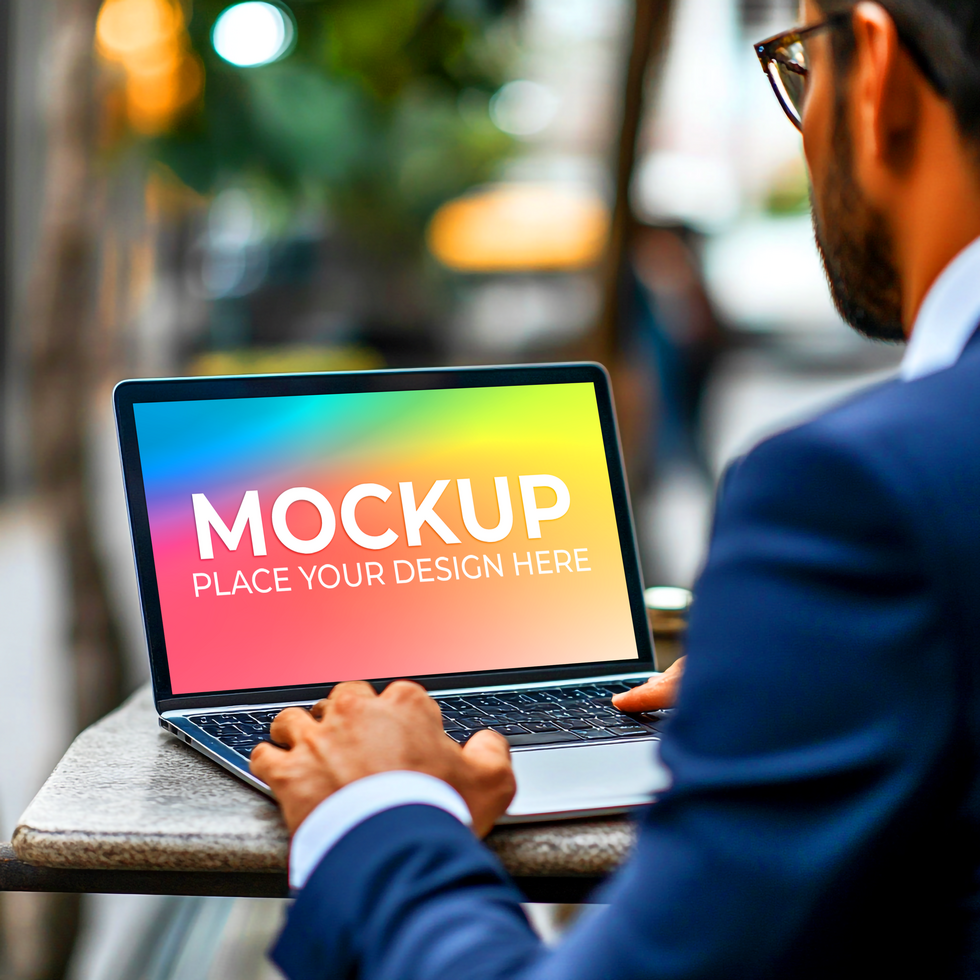 Laptop Mockup for Marketing Strategy Display psd